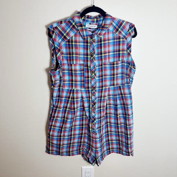 Urban Outfitters Women Zoey Workwear Romper Plaid Size M 100% Cotton - Picture 4 of 8